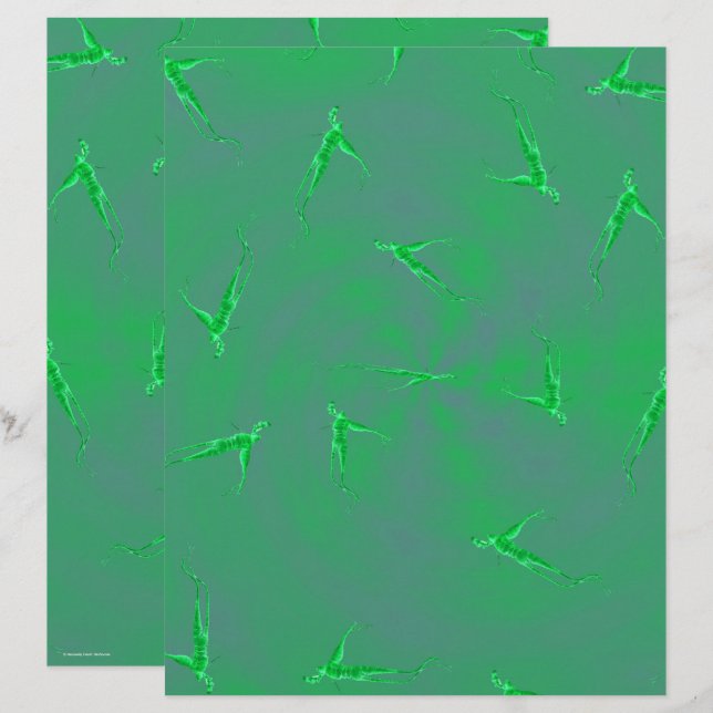 Green Ginseng Man Scrapbook Paper 2-Sided Page (Vorne/Hinten)