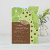 Green Giraffe Baby Shower Einladung (Stehend Vorderseite)