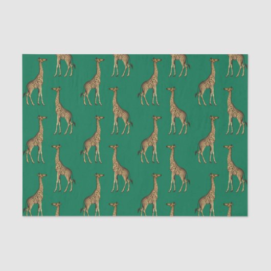 Green Giraffe Wildlife Seidenpapier (Vorderseite)