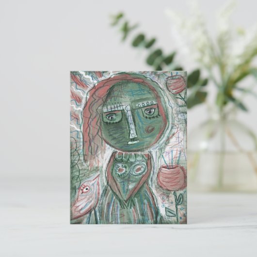 Green Girl Postkarte (Stehend Vorderseite)