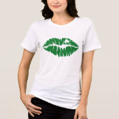 Green Girly Glitzer Kleeblatt Lips | St. Tri-Blend Shirt (Vorderseite)