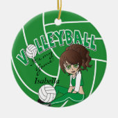 Green Girly Volleyball Keramik Ornament (Vorne)
