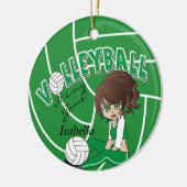 Green Girly Volleyball Keramik Ornament (Links)