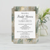 Green Glam Chic Gold Tropical Blätter Brautparty Einladung (Stehend Vorderseite)