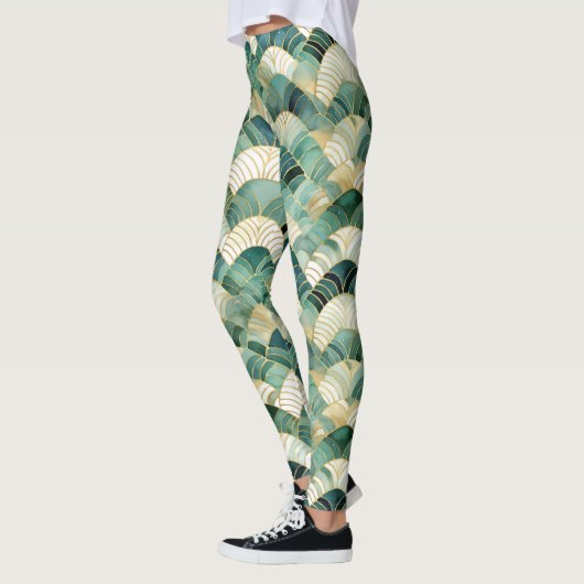 Green Glam Gold Abstrakt Leggings (Links)