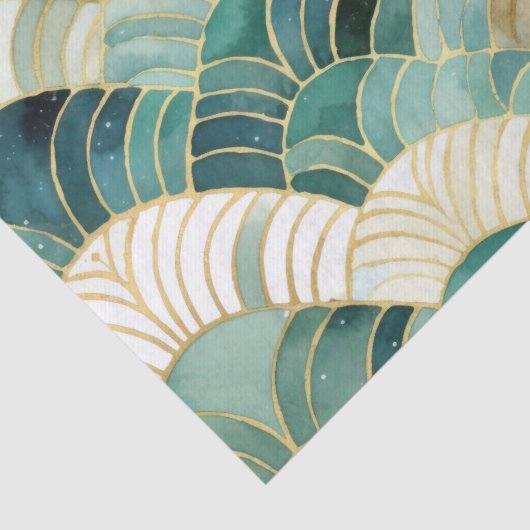 Green Glam Gold Abstrakt Seidenpapier (Detail)