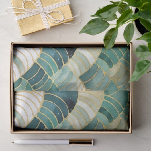 Green Glam Gold Abstrakt Seidenpapier (Geschenk)