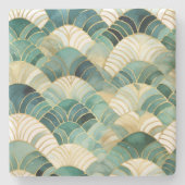 Green Glam Gold Abstrakt Steinuntersetzer (Vorderseite)