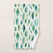 Green Glam Gold Blätter Abstrakt Badhandtuch Set (Handtuch)