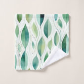 Green Glam Gold Blätter Abstrakt Badhandtuch Set (Waschlappen)