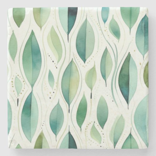 Green Glam Gold Blätter Abstrakt Steinuntersetzer (Vorderseite)