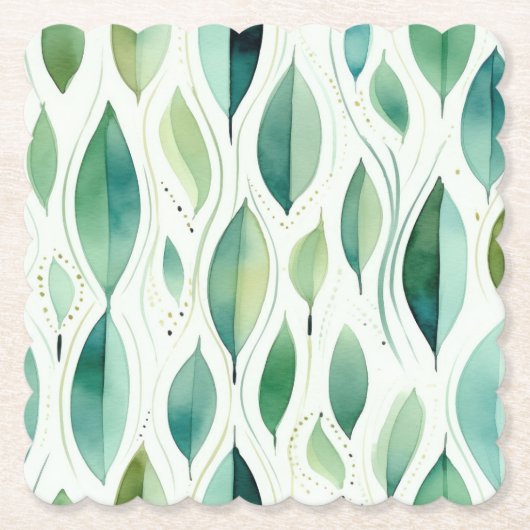 Green Glam Gold Blätter Abstrakt Untersetzer (Vorderseite)