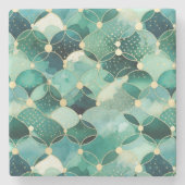 Green Glam Gold Circle Abstrakt Steinuntersetzer (Vorderseite)