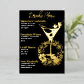 Green Glamour Gold Foiled Beverage Menü (Stehend vorne)