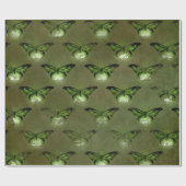 Green Glimmer Vintag Butterfly Geschenkpapier (Flach)
