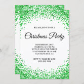 Green Glitter Border White Christmas Party Einladung (Vorne/Hinten)