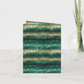 Green Glitter Glam Gold Stripes Thank you Dankeskarte (Rückseite)