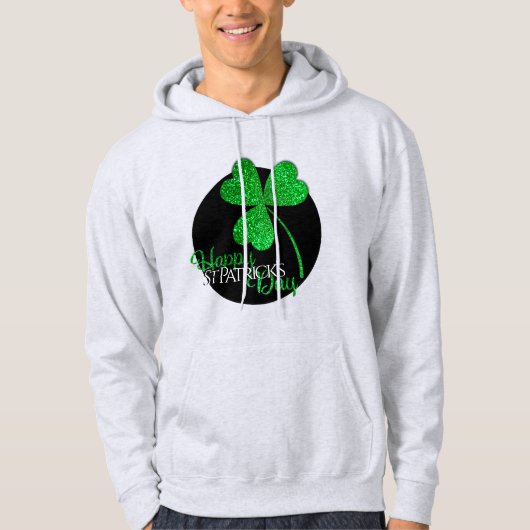 Green Glitter Shamrock Happy St Patrick’s Day T-S Hoodie (Vorderseite)