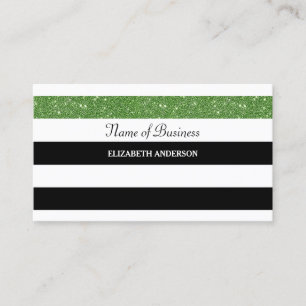 Green Glitter Stripe Boutique Visitenkarte