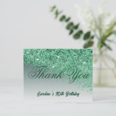 Green Glitzer, 70. Geburtstag, vielen Dank Postkarte (Stehend Vorderseite)