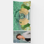 Green Glitzer 80. Geburtstag & Balloons Banner (Vertikal)