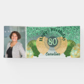 Green Glitzer 80. Geburtstag & Balloons Banner (Horizontal)