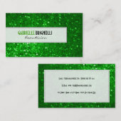 Green Glitzer Beautician Business Card Visitenkarte (Vorne/Hinten)