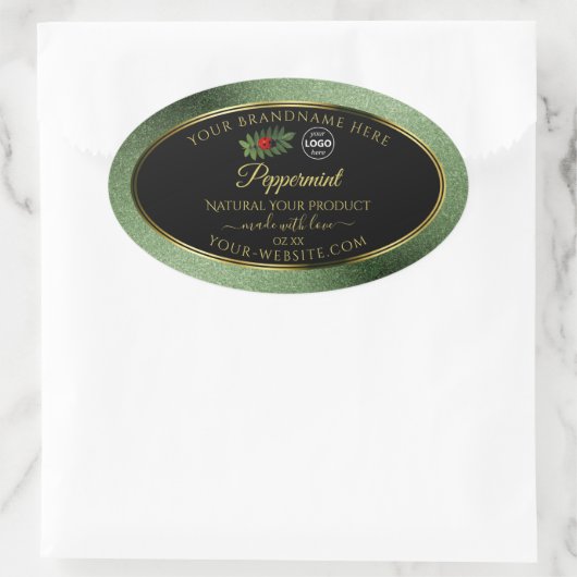 Green Glitzer Black Product Labels Ladybug Logo Ovaler Aufkleber (Tasche)