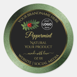 Green Glitzer Black Product Labels Ladybug Logo Runder Aufkleber