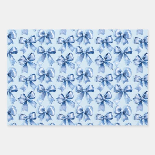 Green Glitzer Blue Ornaments Bows Weihnachten Geschenkpapier Set (Vorderseite 3)