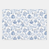 Green Glitzer Blue Ornaments Bows Weihnachten Geschenkpapier Set (Vorderseite 2)