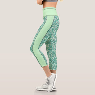 Green Glitzer Capri Leggings