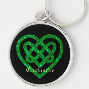Green Glitzer Celtic Heart Knot Key Chain Schlüsselanhänger