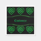 Green Glitzer Celtic Heart Knot Pattern Napkins Serviette (Vorderseite)