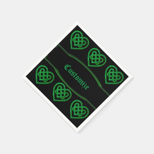 Green Glitzer Celtic Heart Knot Pattern Napkins Serviette (Ecke)