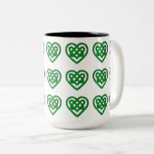 Green Glitzer Celtic Heart Knot Pattern Tasse (VorderseiteRechts)