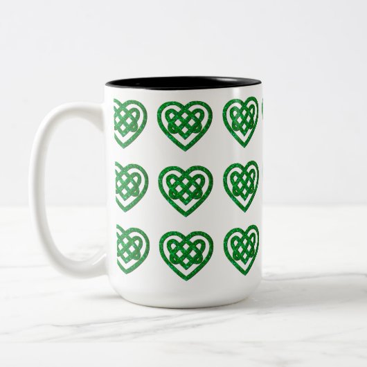 Green Glitzer Celtic Heart Knot Pattern Tasse (Links)