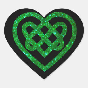 Green Glitzer Celtic Heart Knot Stickers