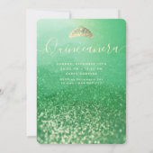 Green Glitzer Chic Gold Kleid tiara Quinceañera I Einladung (Rückseite)