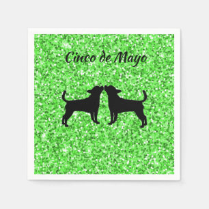 Green Glitzer Cinco de Mayo Party Napkins Serviette