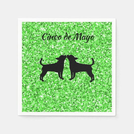 Green Glitzer Cinco de Mayo Party Napkins Serviette (Vorderseite)