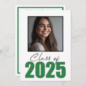 Green Glitzer Class of 2025 Foto Open House Einladung (Vorne/Hinten)