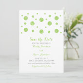 Green Glitzer Confetti Save the Date einladen (Stehend Vorderseite)