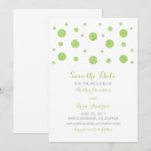 Green Glitzer Confetti Save the Date einladen (Vorne/Hinten)