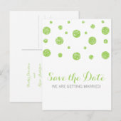 Green Glitzer Confetti Save the Date Postkarte (Vorne/Hinten)