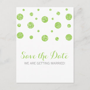 Green Glitzer Confetti Save the Date Postkarte