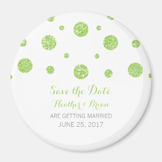 Green Glitzer Confetti speichern das Datumsfenster Magnet (Vorne)