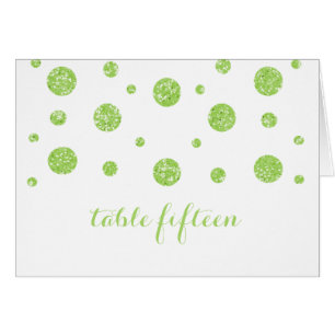 Green Glitzer Confetti Tischnummer Card