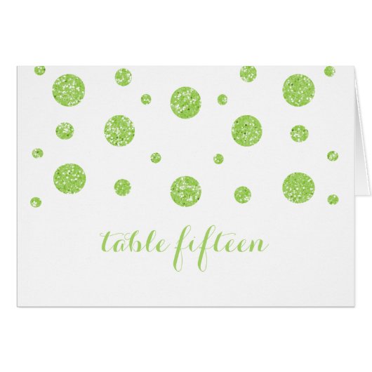 Green Glitzer Confetti Tischnummer Card (Vorderseite (Horizontal))