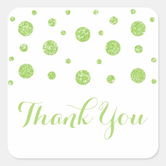 Green Glitzer Confetti Wedding Danke Stickers (Vorderseite)